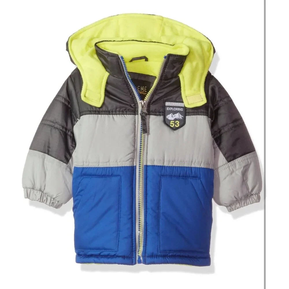 NWT:‎ Boys iXtreme Coloblock Puffer W/Patch boys size 5